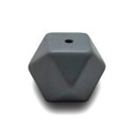 Силіконова бусинка, бусина для прорізувача зубів &ndash; Гексагон Сірий темний