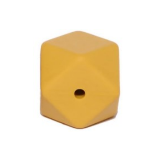 Силіконова бусинка, бусина для прорізувача зубів &ndash; Гексагон Гірчичний
