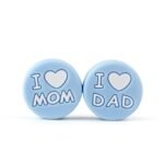 Силиконовая бусинка, бусина для прорезывателя зубов &ndash; I love mom / dad Бэби блю