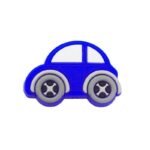 Силіконова бусинка, бусина для прорізувача зубів &ndash; Міні машинка Синя