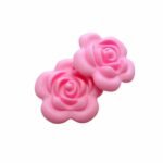 Силіконова бусинка, бусина для прорізувача зубів &ndash; Роза вел. Рожева