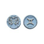 Силіконова бусинка, бусина для прорізувача зубів &ndash; Зодіак Близнюки &ndash; Бебі блю