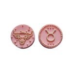 Силіконова бусинка, бусина для прорізувача зубів &ndash; Зодіак Телець &ndash; Рожевий кварц