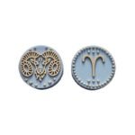 Силіконова бусинка, бусина для прорізувача зубів &ndash; Зодіак Овен &ndash; Бебі блю