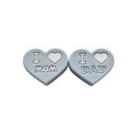Силиконовая бусинка, бусина для прорезывателя зубов &ndash; I love mom / dad &hearts; Бэби блю