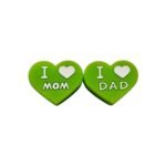 Силиконовая бусинка, бусина для прорезывателя зубов &ndash; I love mom / dad &hearts; Зеленый