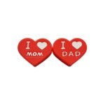 Силиконовая бусинка, бусина для прорезывателя зубов &ndash; I love mom / dad &hearts; Красный